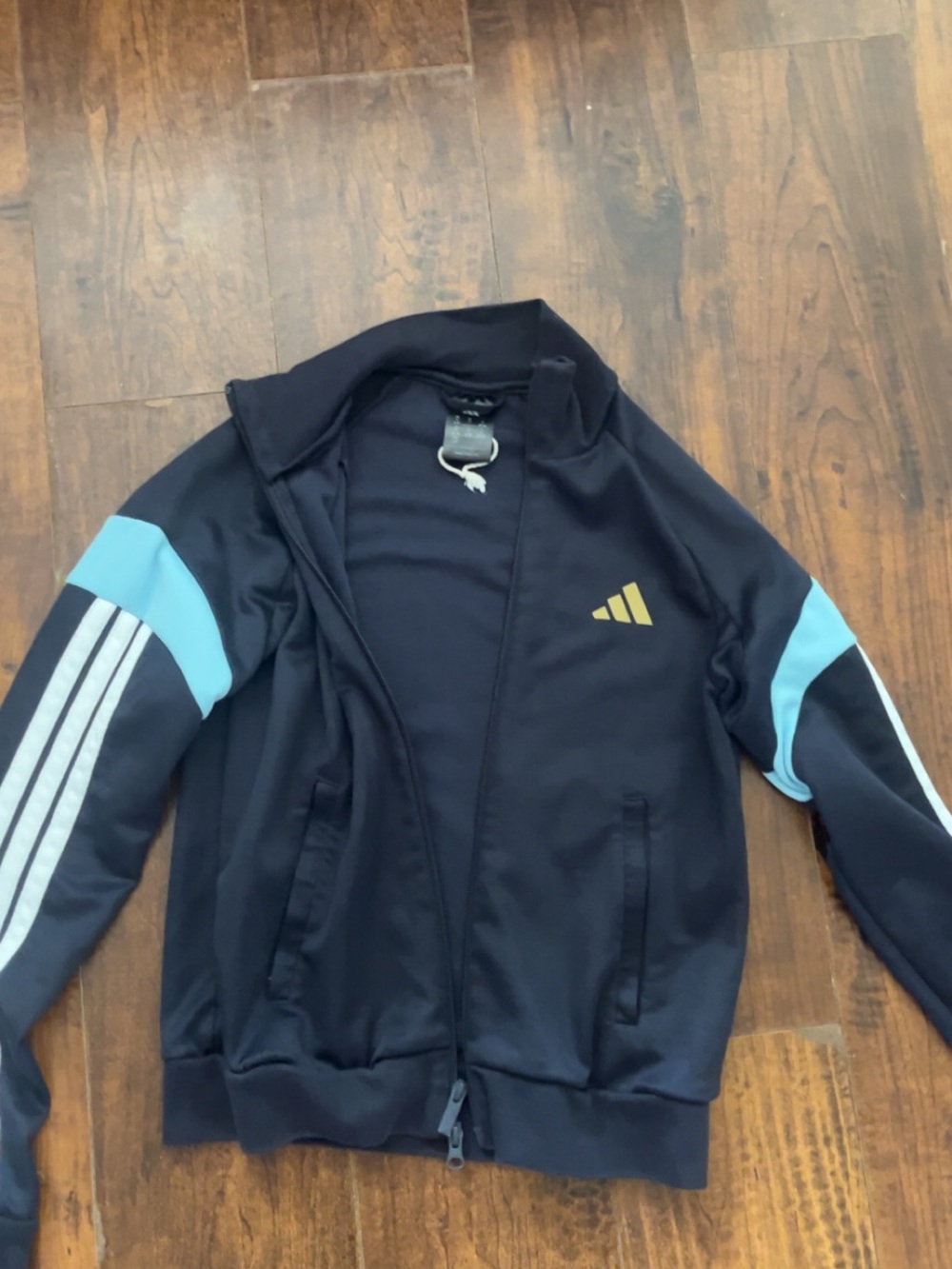 adidas Navy Blue Track Jacket with Light Blue Accents